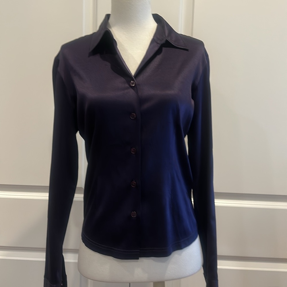 BEBE Purple Silk Blouse Vintage 90s